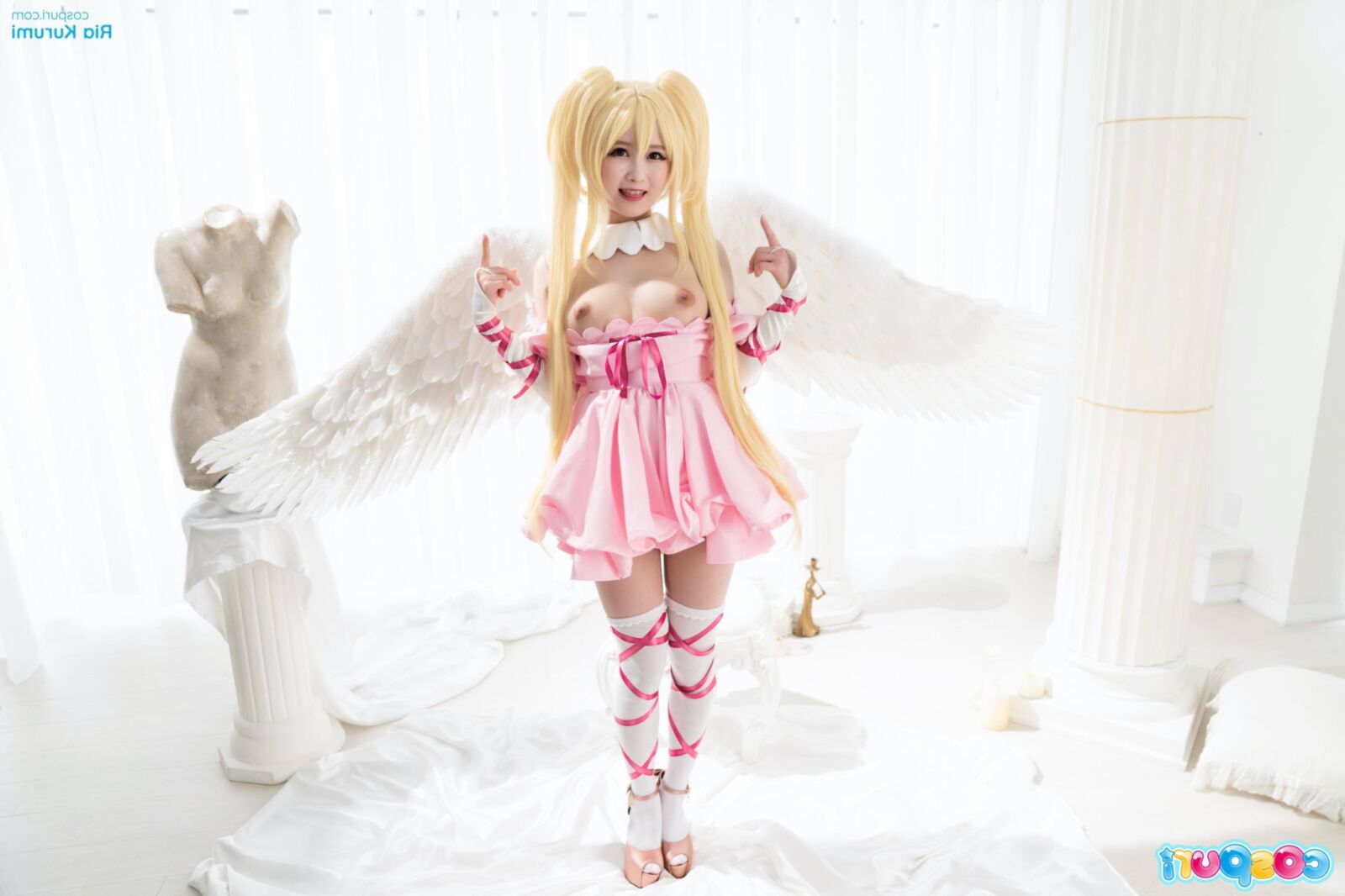 Vestido de festa rosa costuri ria kurumi