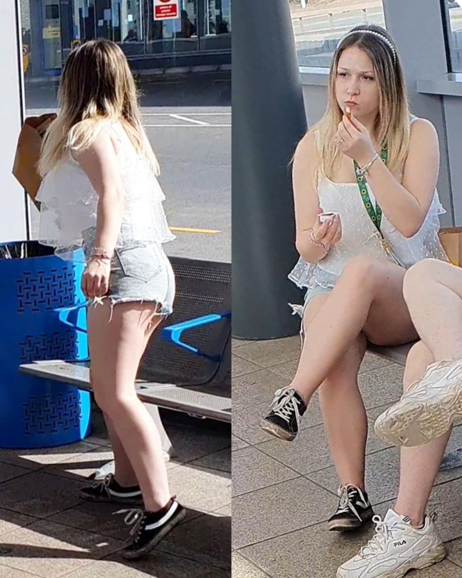 [CANDID] TEEN TEASES WITH LEGS AND CHEEKS