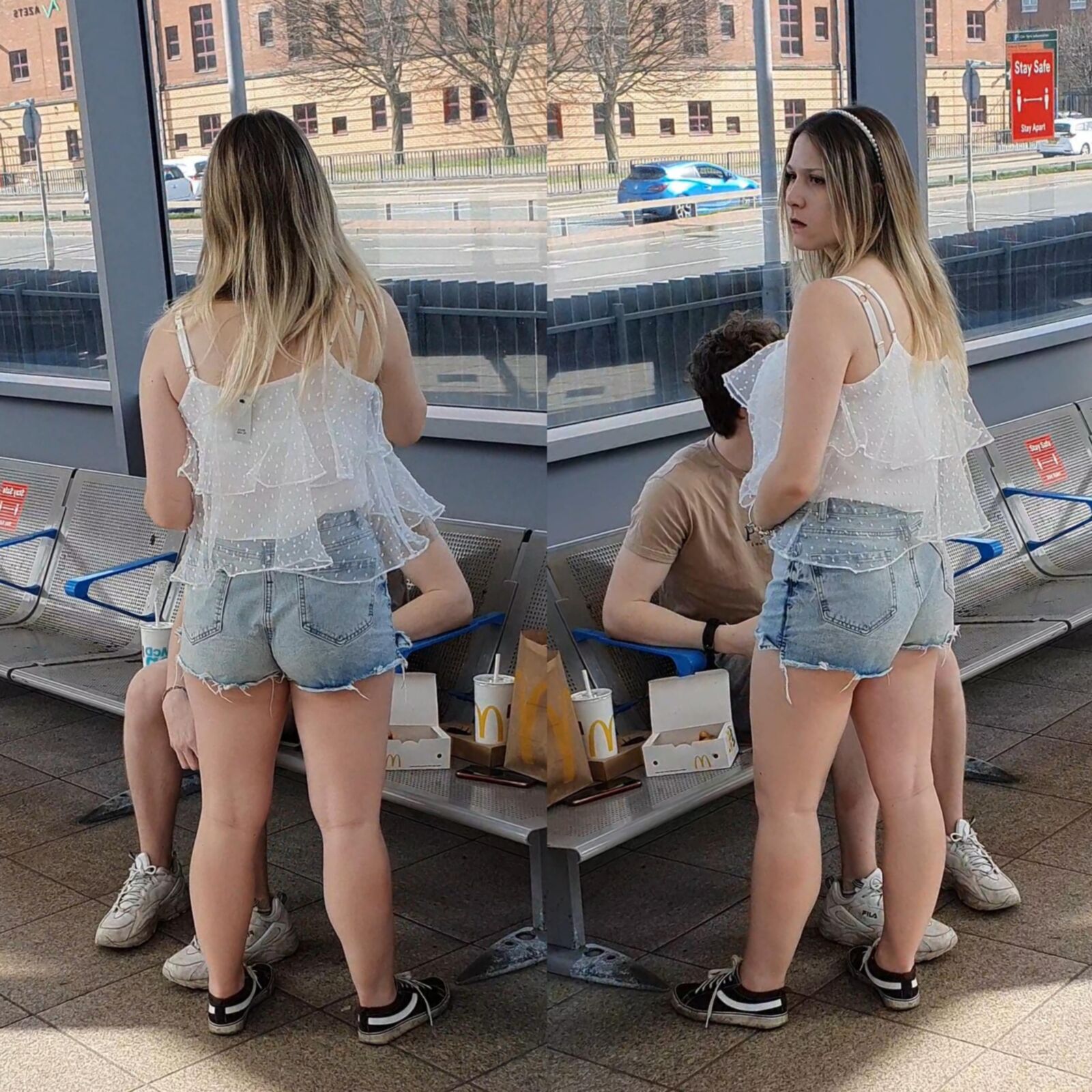 [CANDID] TEEN TEASES WITH LEGS AND CHEEKS