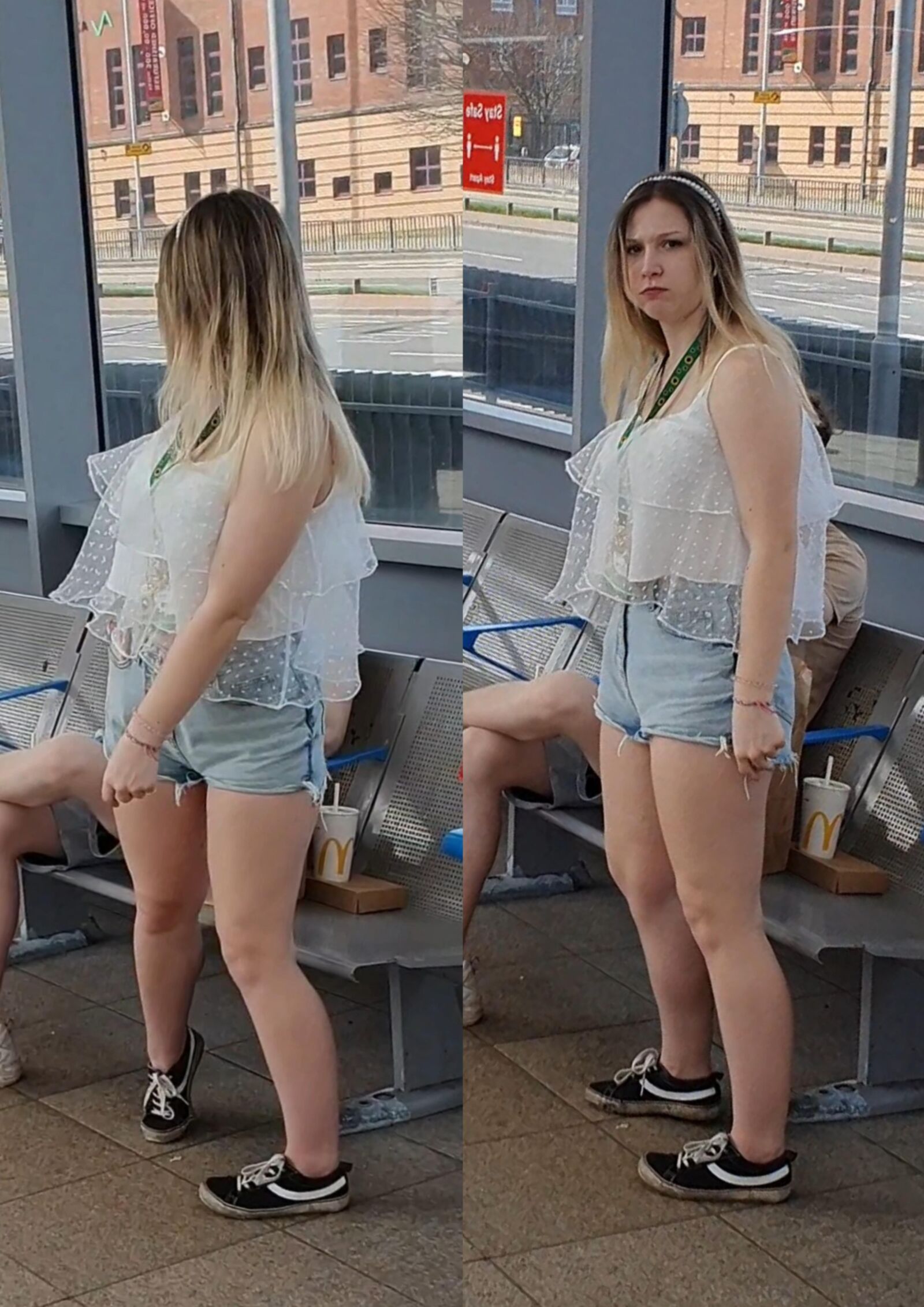 [CANDID] TEEN TEASES WITH LEGS AND CHEEKS