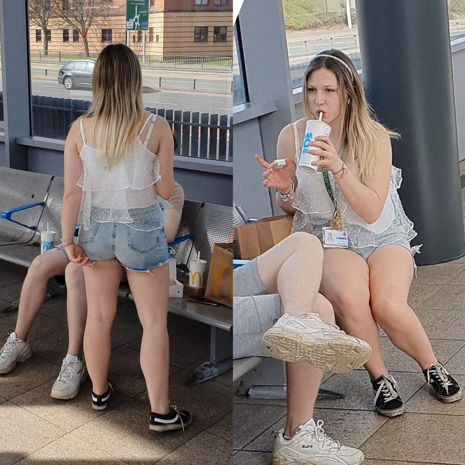 [CANDID] TEEN TEASES WITH LEGS AND CHEEKS
