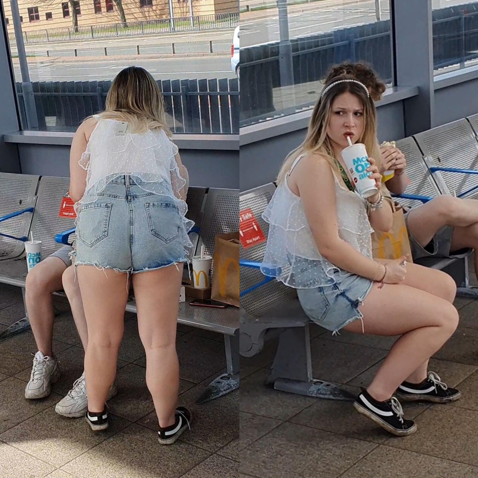 [CANDID] TEEN TEASES WITH LEGS AND CHEEKS