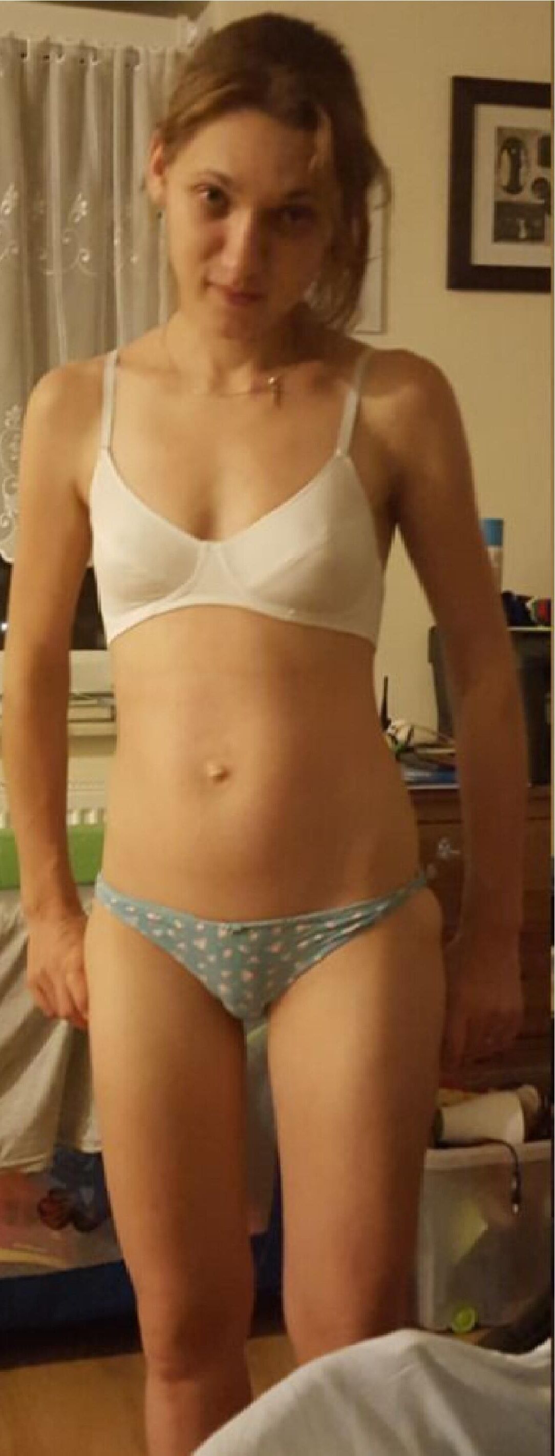 Skinny Polish Maja pregnant and in blue undies cameltoe queen