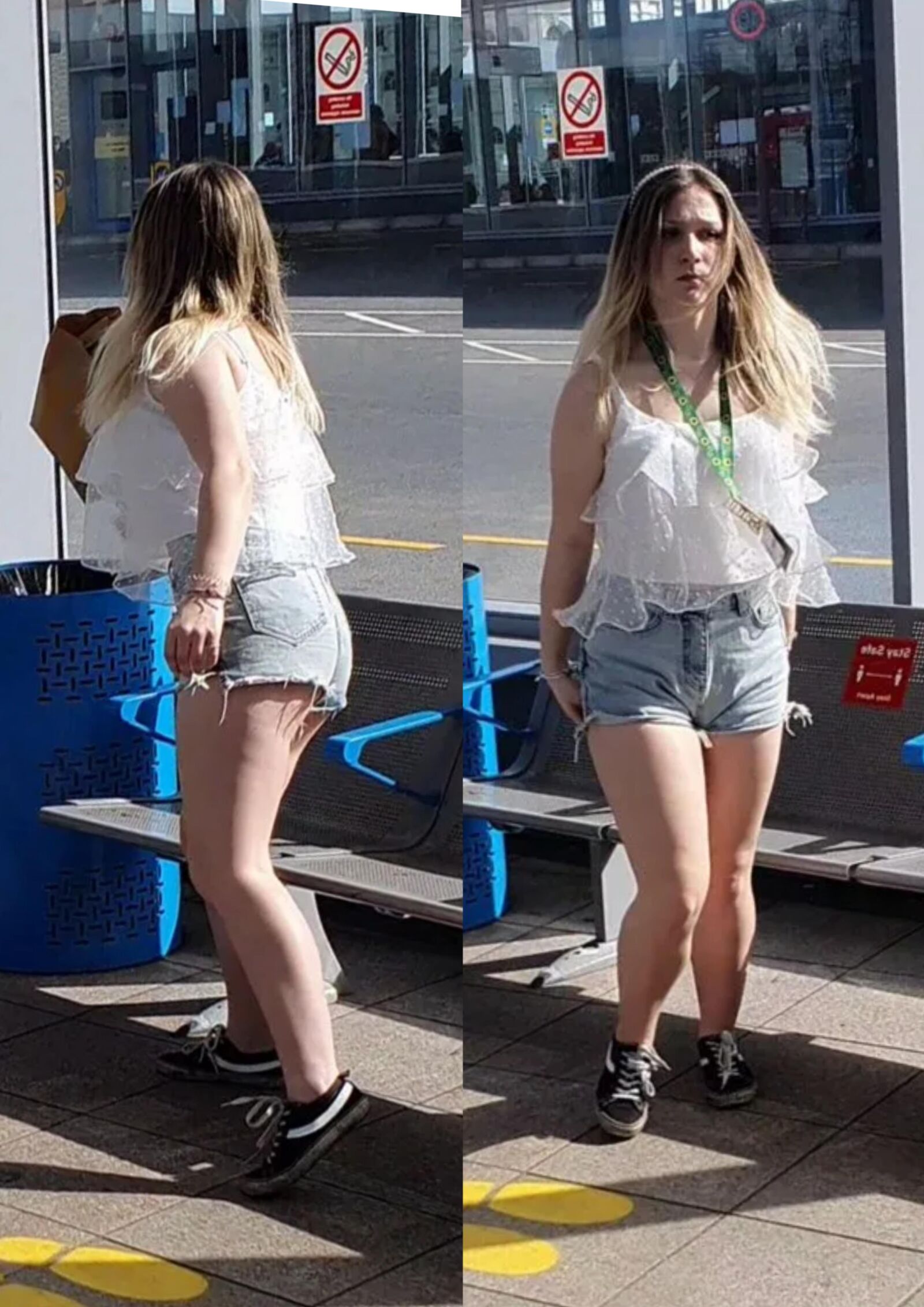 [CANDID] TEEN TEASES WITH LEGS AND CHEEKS