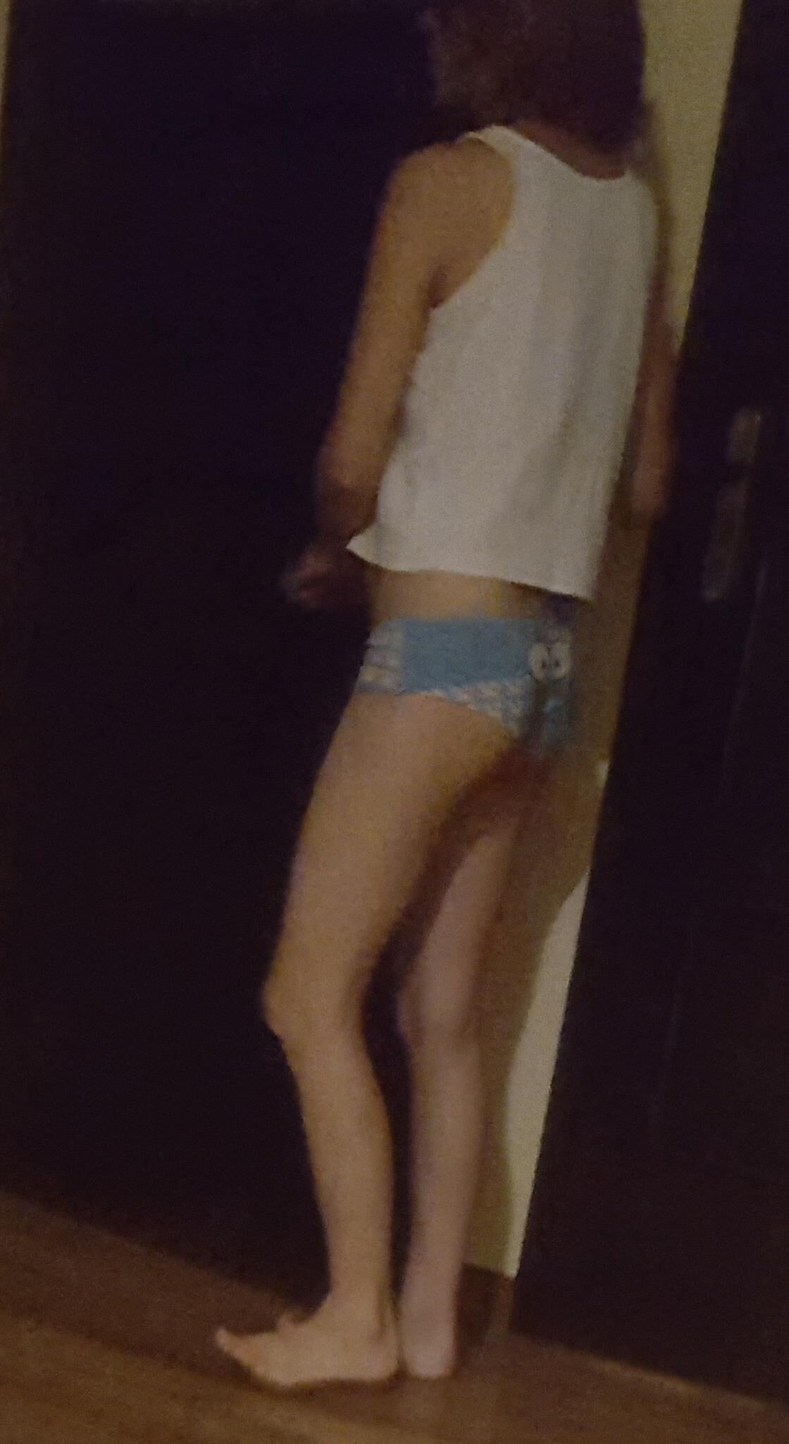 Skinny Polish Maja pregnant and in blue undies cameltoe queen