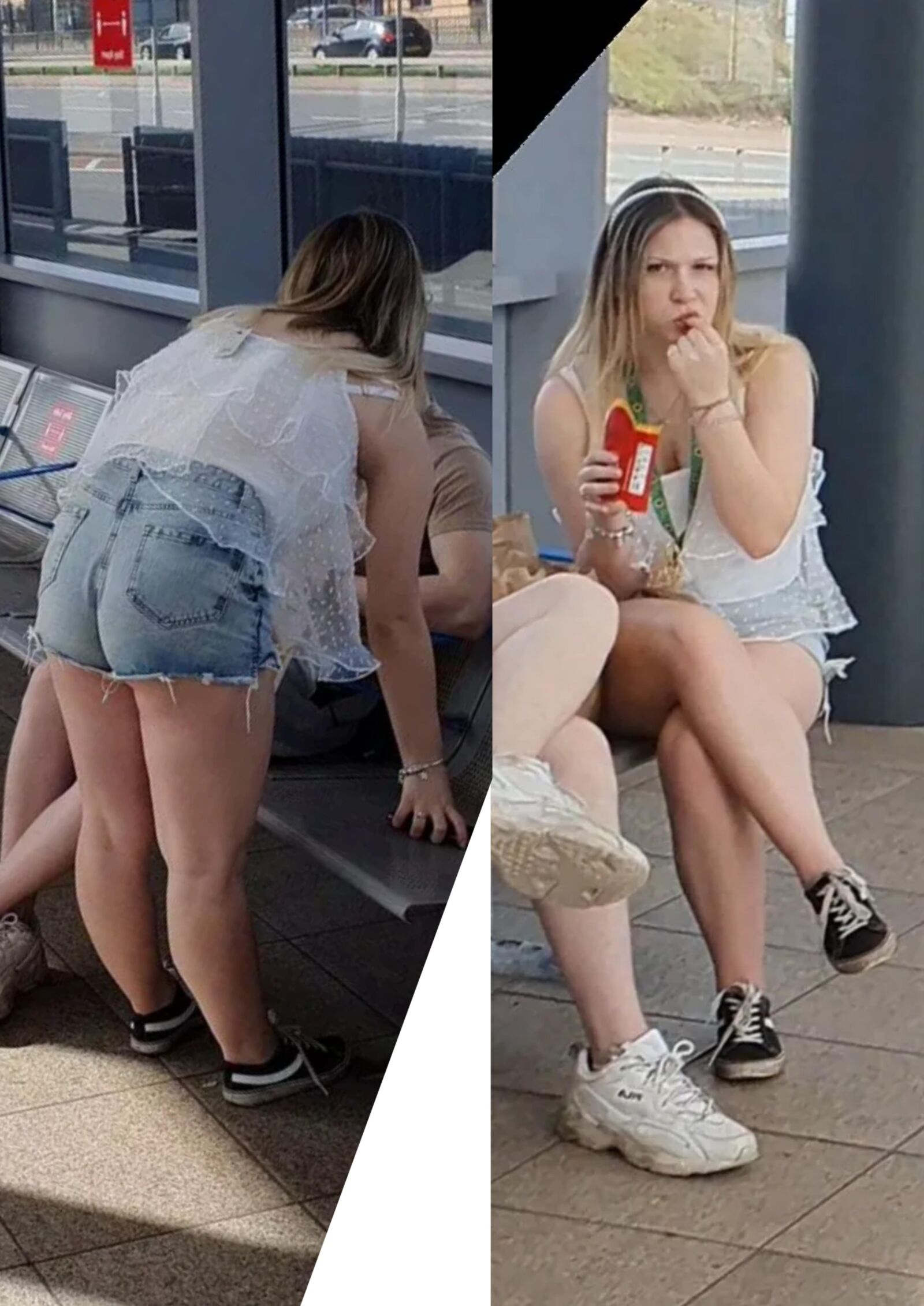 [CANDID] TEEN TEASES WITH LEGS AND CHEEKS
