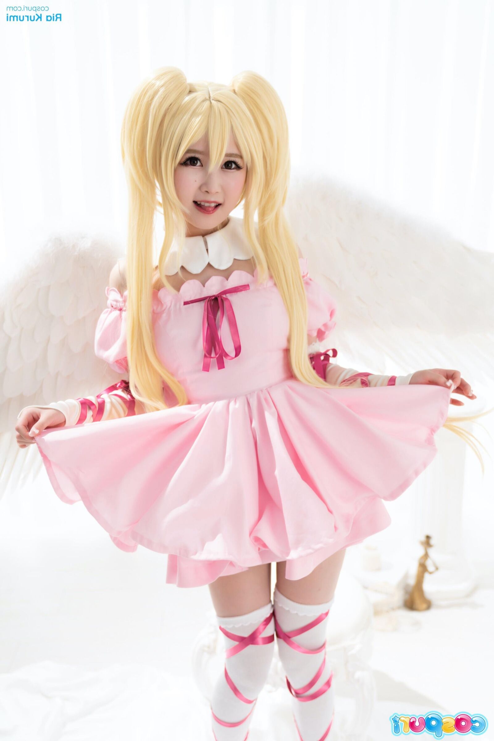 Vestido de festa rosa costuri ria kurumi