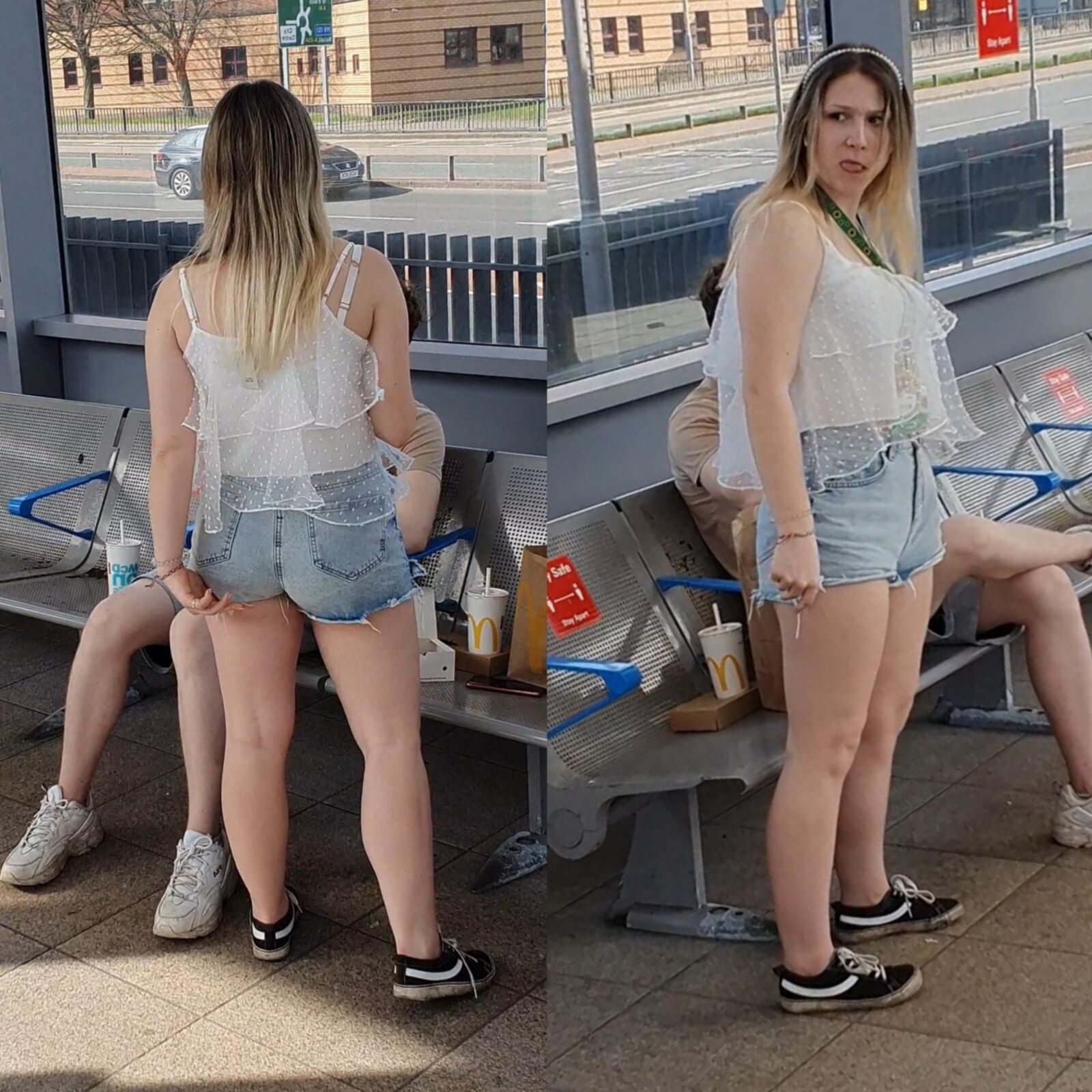 [CANDID] TEEN TEASES WITH LEGS AND CHEEKS