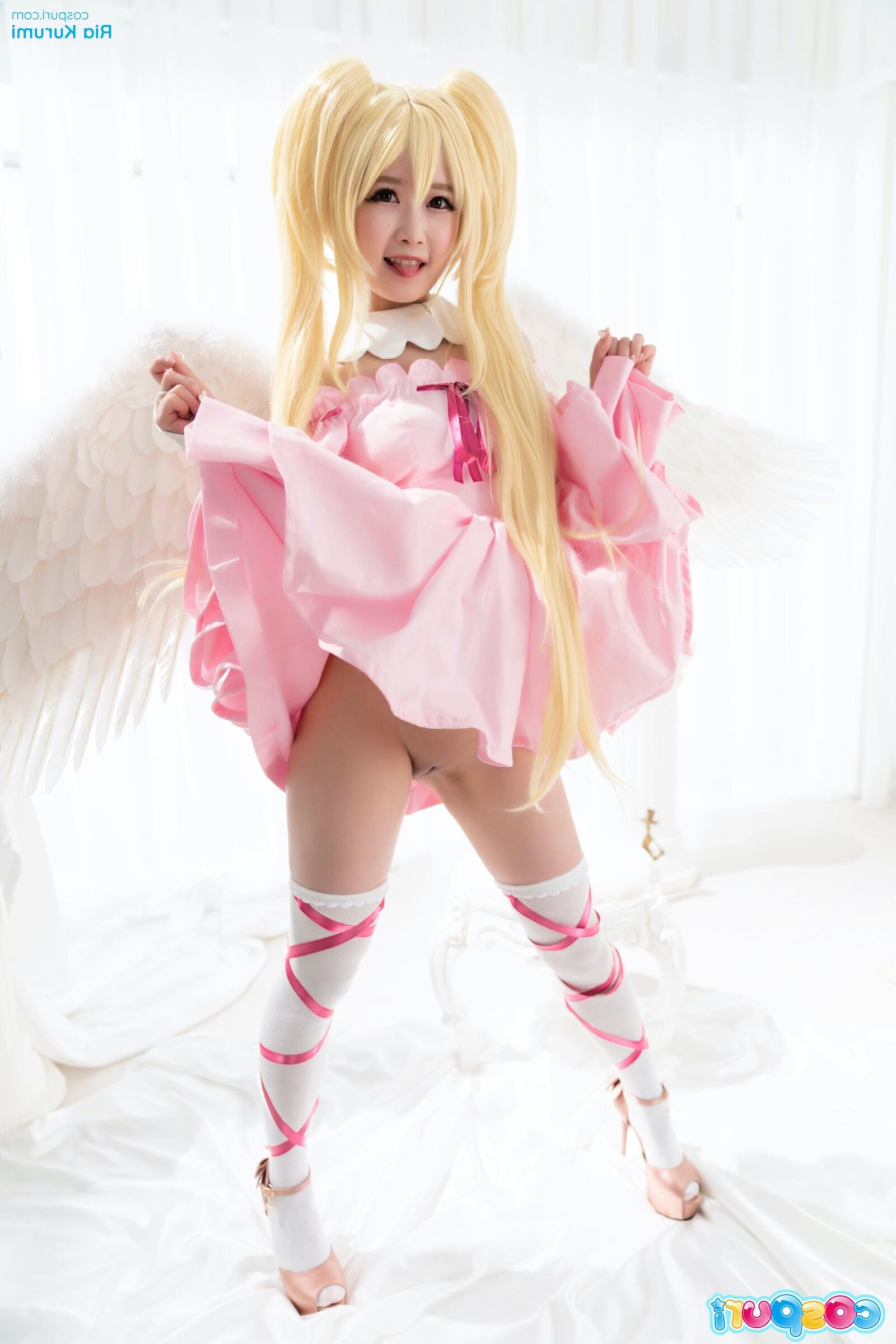 Vestido de festa rosa costuri ria kurumi