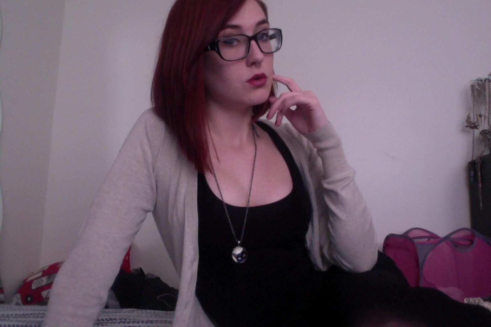 Nerdy tattooed teen selfies