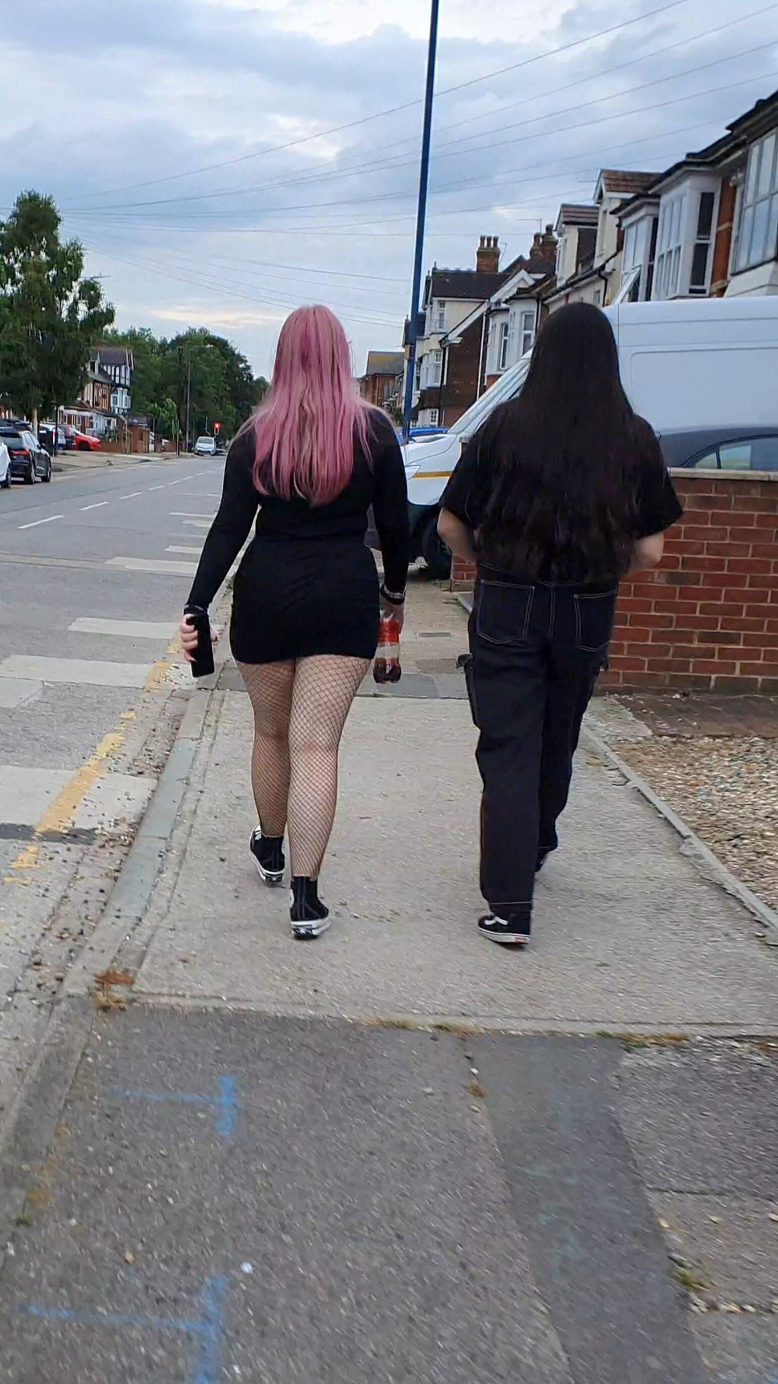 [CANDID] PINK HAIR GOTH PIGGY IN FISHNETS