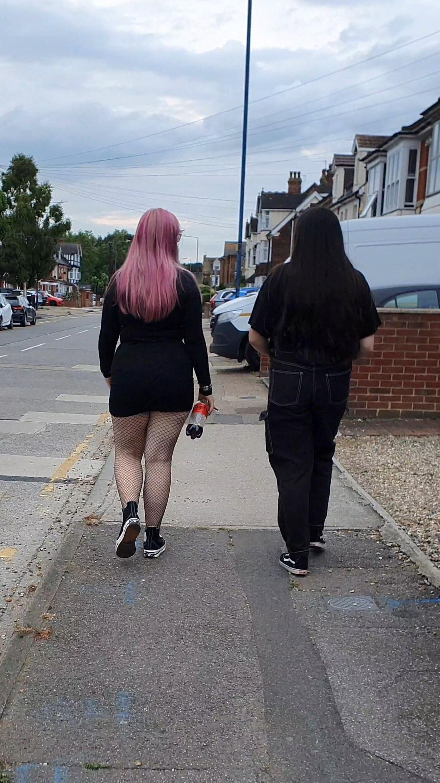 [CANDID] PINK HAIR GOTH PIGGY IN FISHNETS