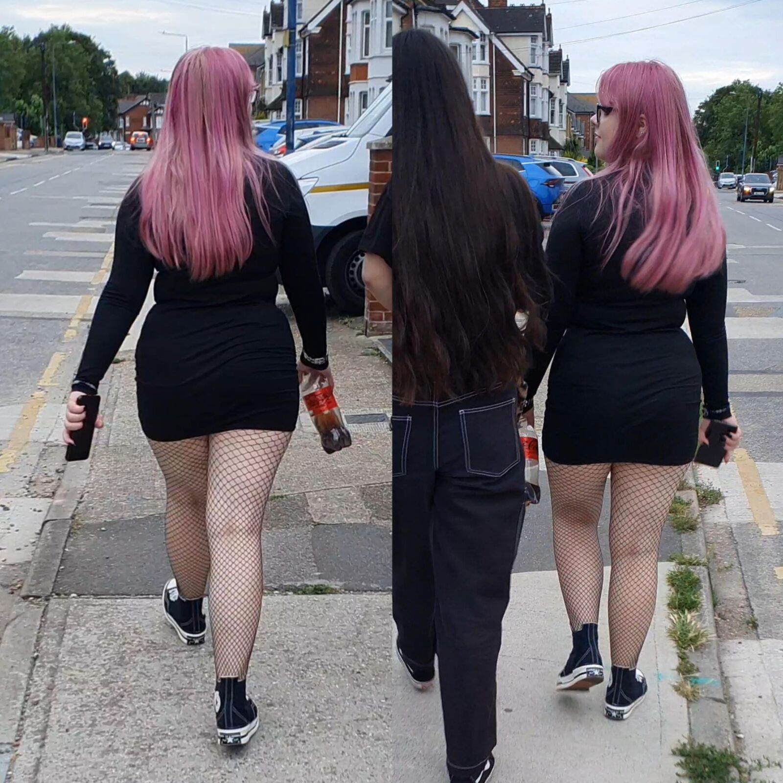 [CANDID] PINK HAIR GOTH PIGGY IN FISHNETS