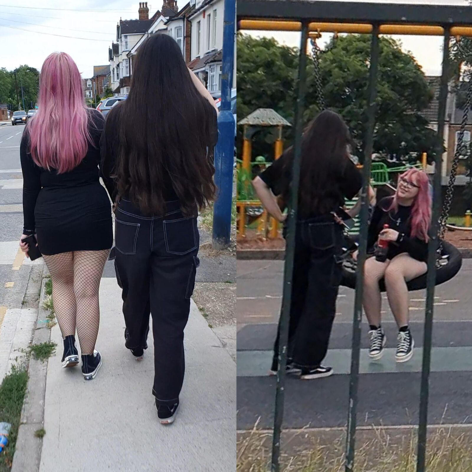 [CANDID] PINK HAIR GOTH PIGGY IN FISHNETS