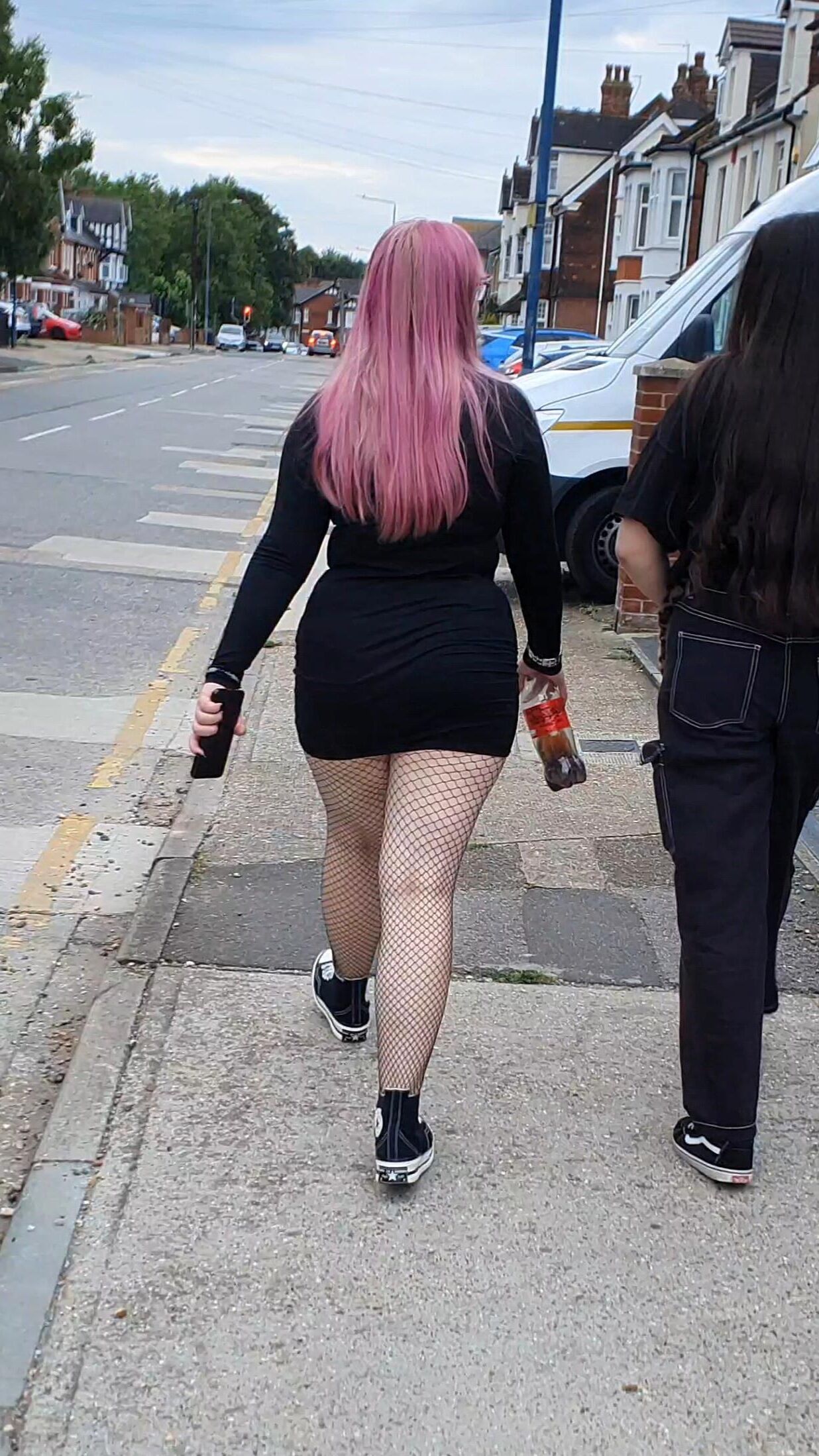 [CANDID] PINK HAIR GOTH PIGGY IN FISHNETS