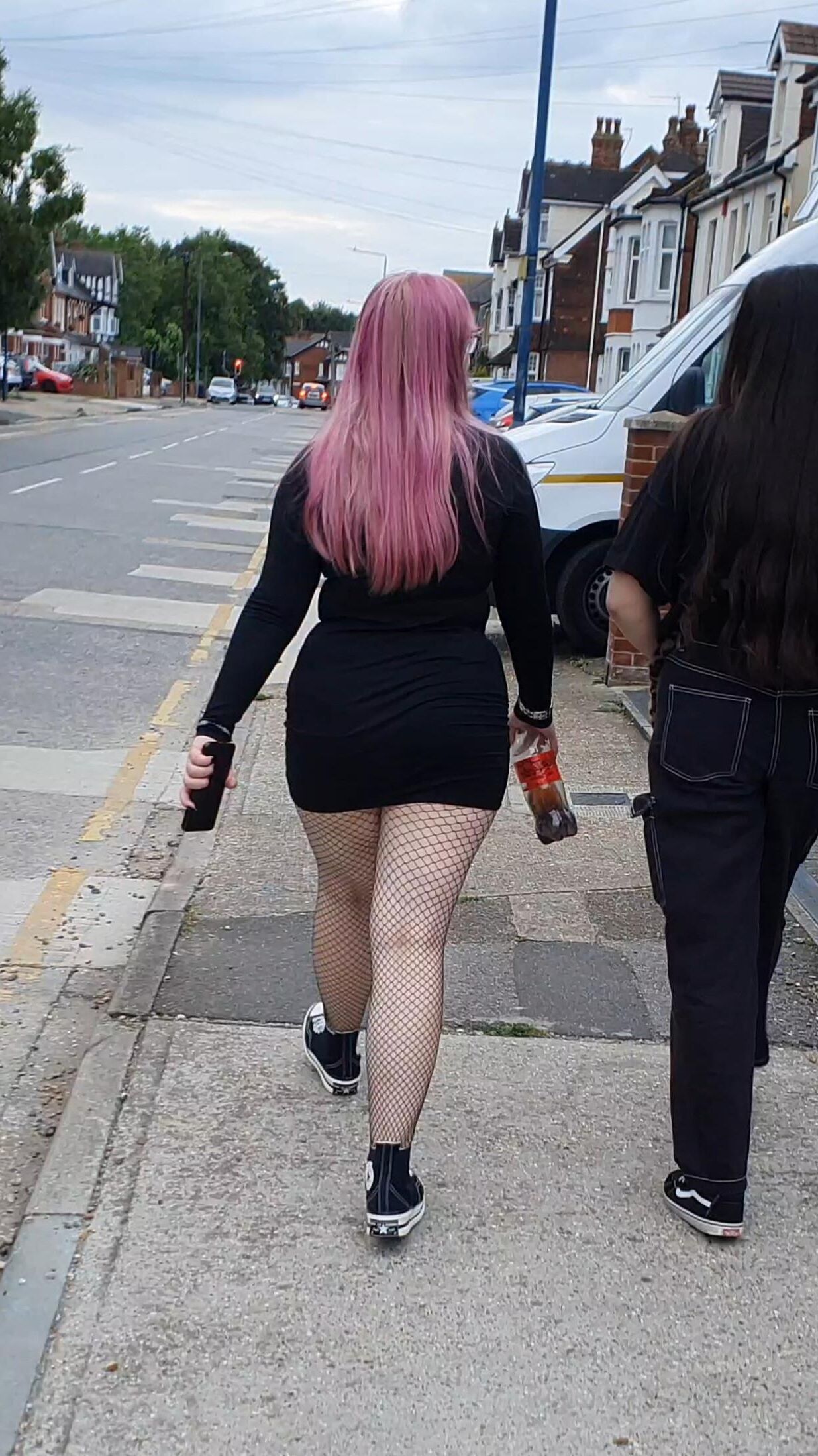 [CANDID] PINK HAIR GOTH PIGGY IN FISHNETS