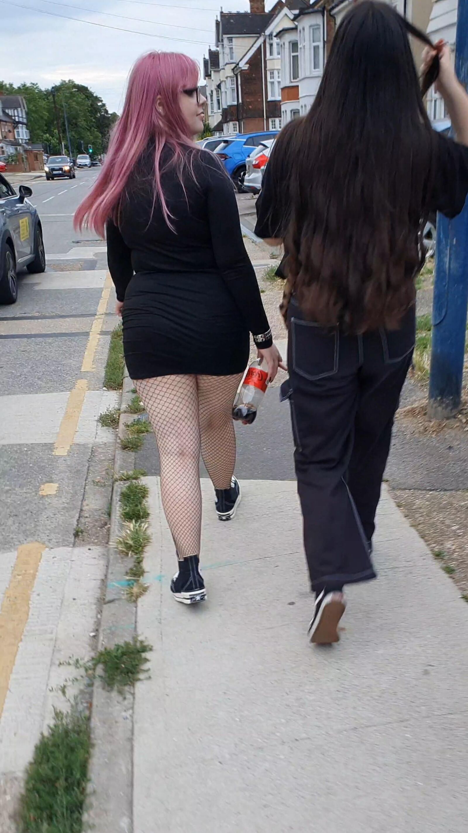 [CANDID] PINK HAIR GOTH PIGGY IN FISHNETS