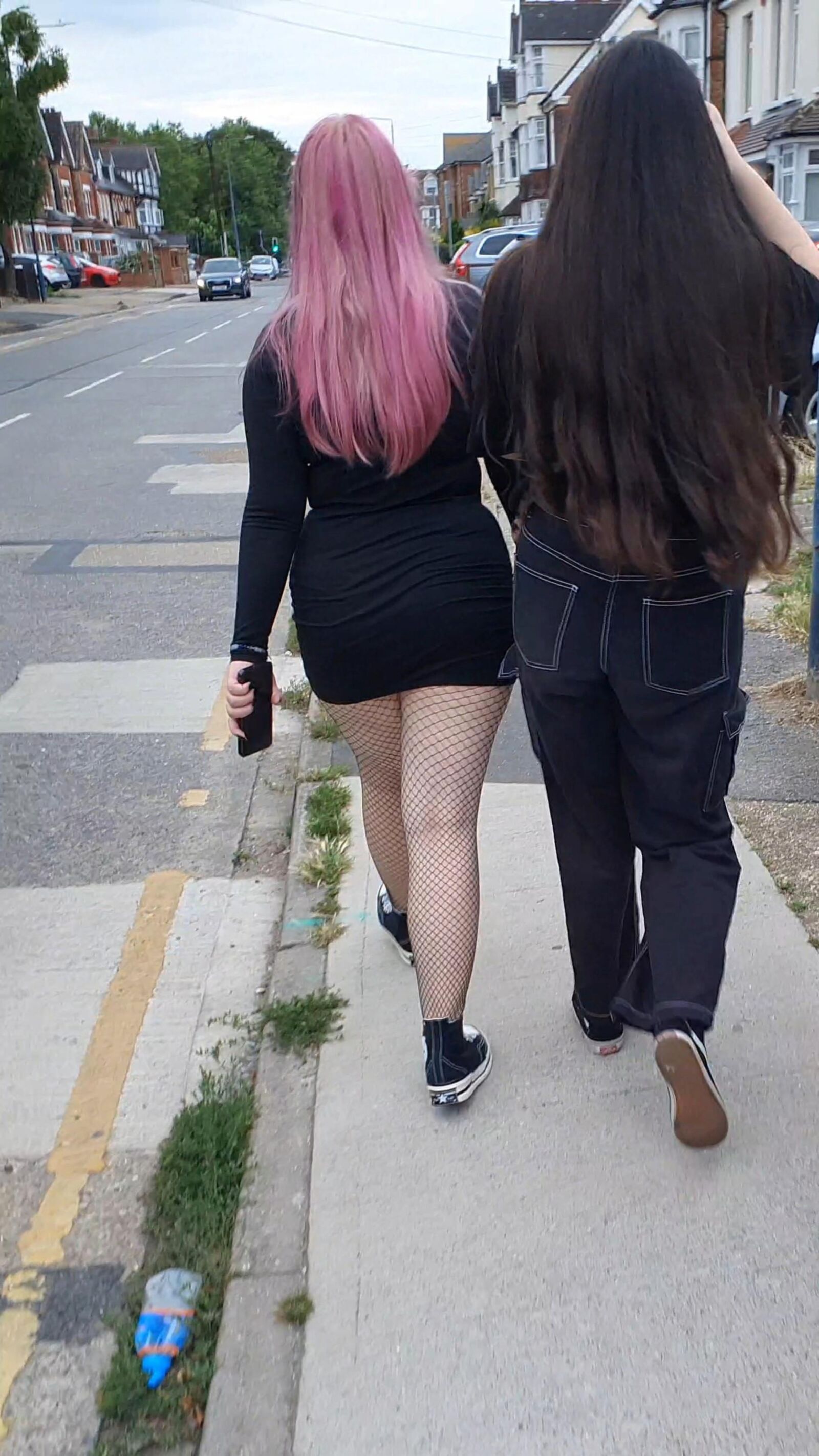 [CANDID] PINK HAIR GOTH PIGGY IN FISHNETS