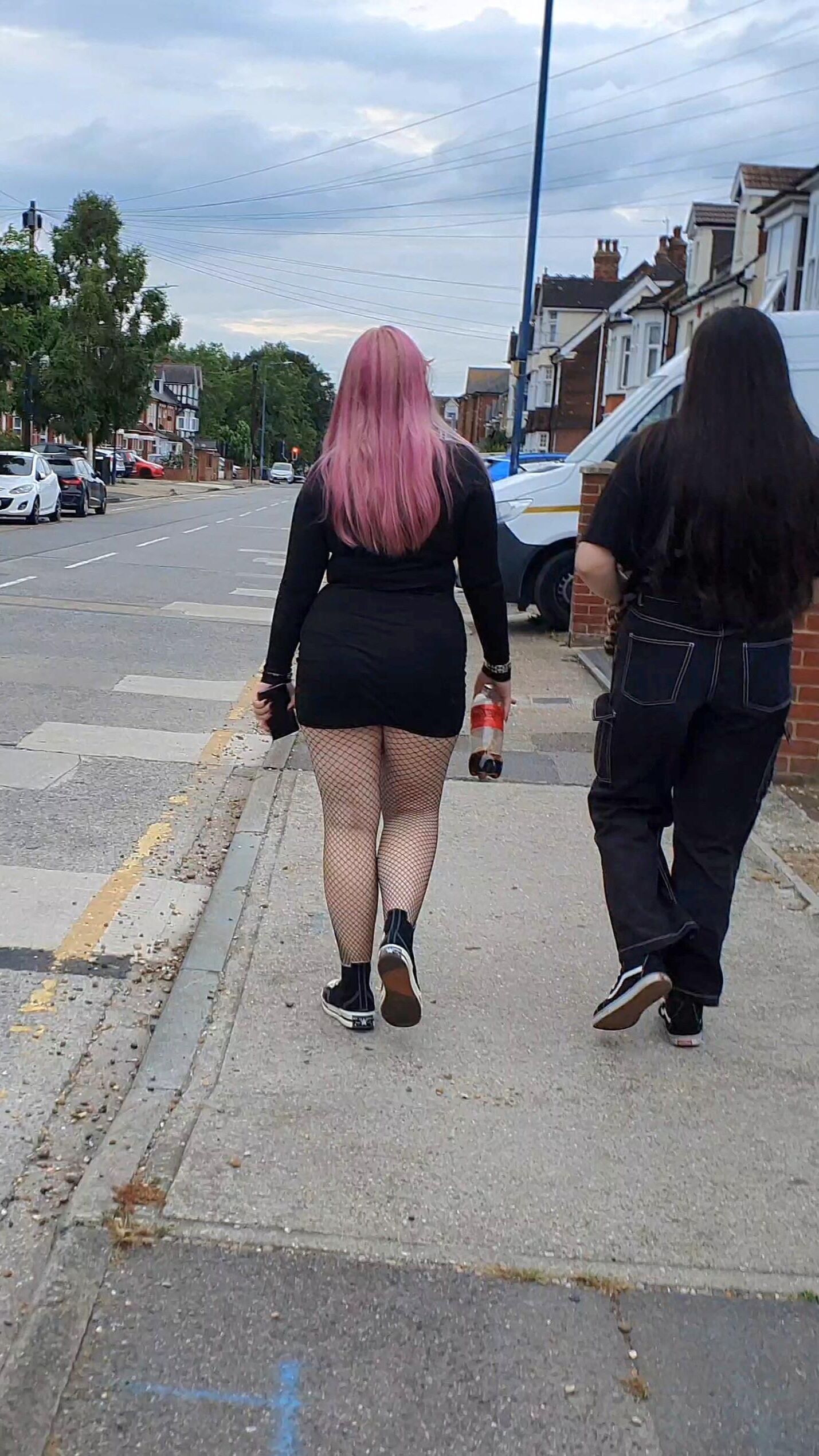 [CANDID] PINK HAIR GOTH PIGGY IN FISHNETS