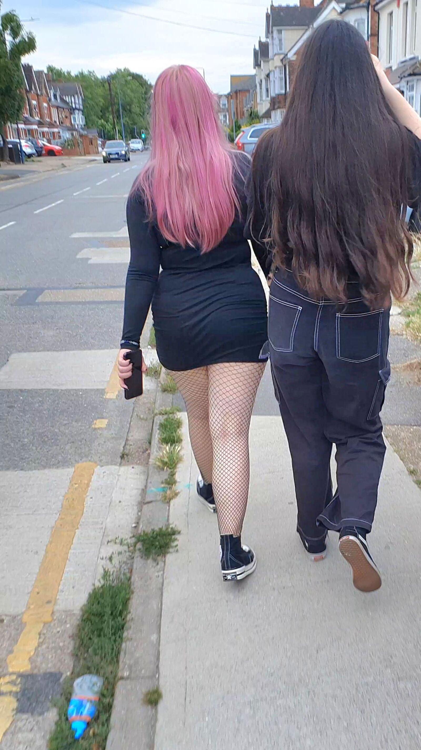 [CANDID] PINK HAIR GOTH PIGGY IN FISHNETS