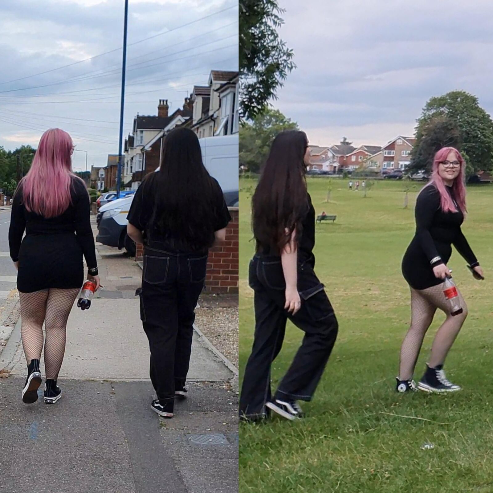 [CANDID] PINK HAIR GOTH PIGGY IN FISHNETS