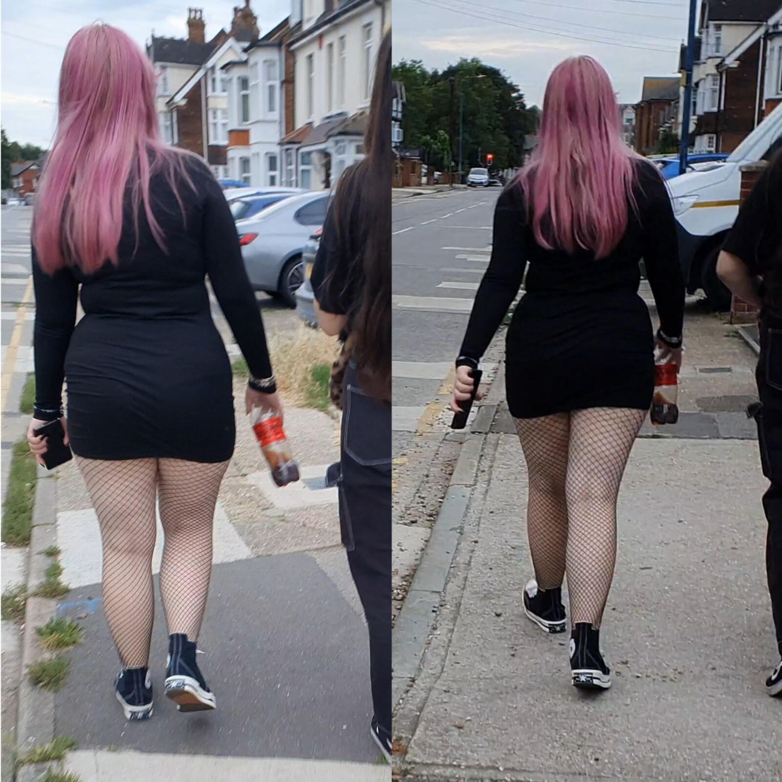 [CANDID] PINK HAIR GOTH PIGGY IN FISHNETS