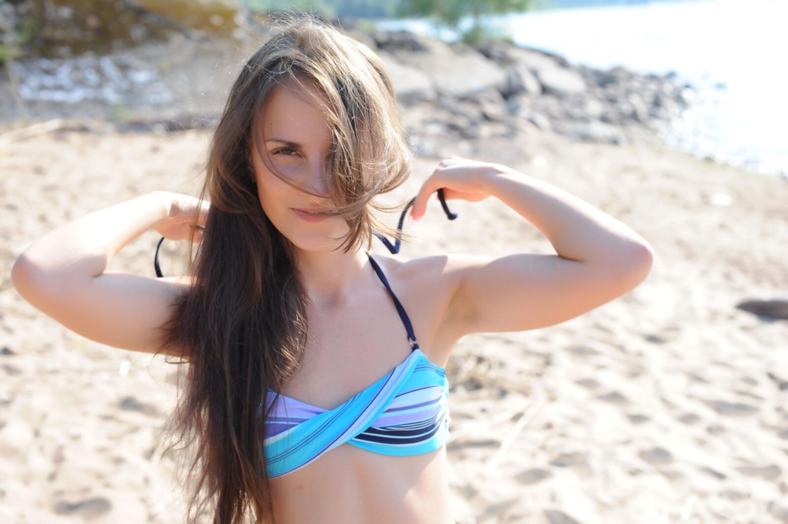I Have Small Tits ZARA Stripping Off Her Blue Bikini