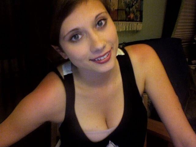 Big tit brunette teen teasing at home