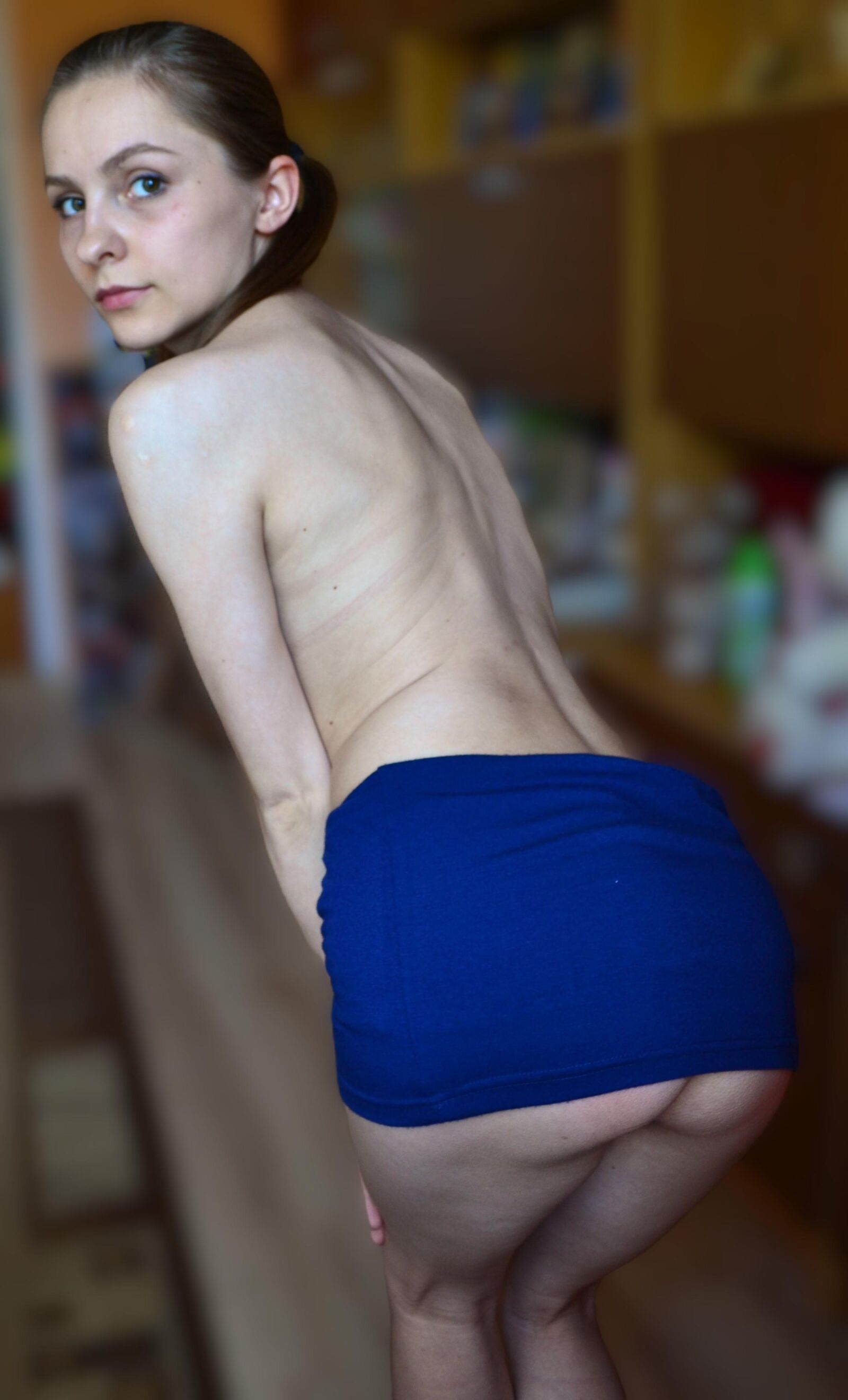 Short miniskirt and no pants